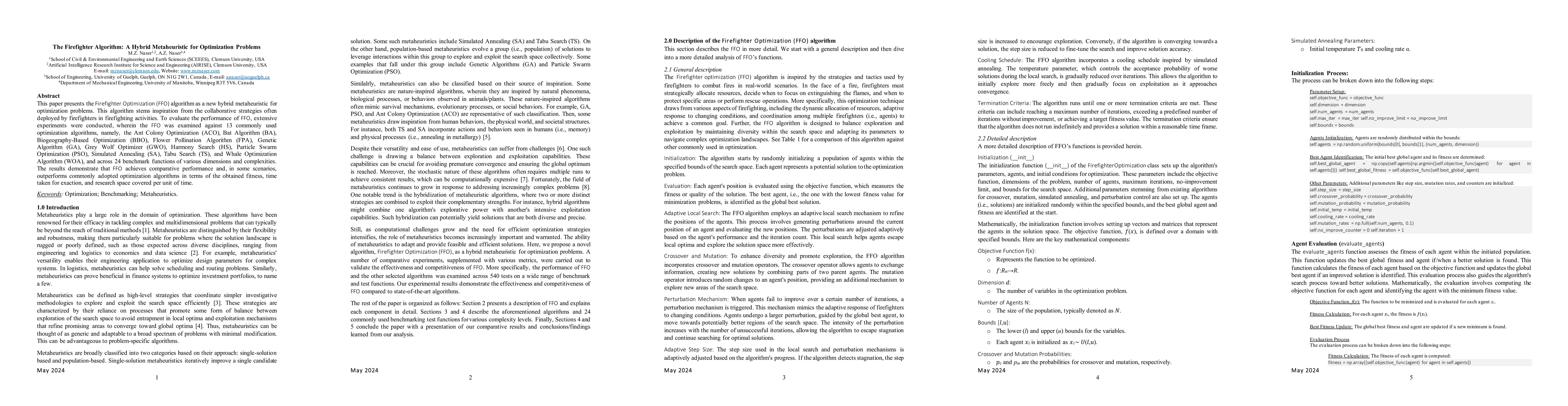 Thumbnail for The Firefighter Algorithm: A Hybrid Metaheuristic for Optimization
  Problems