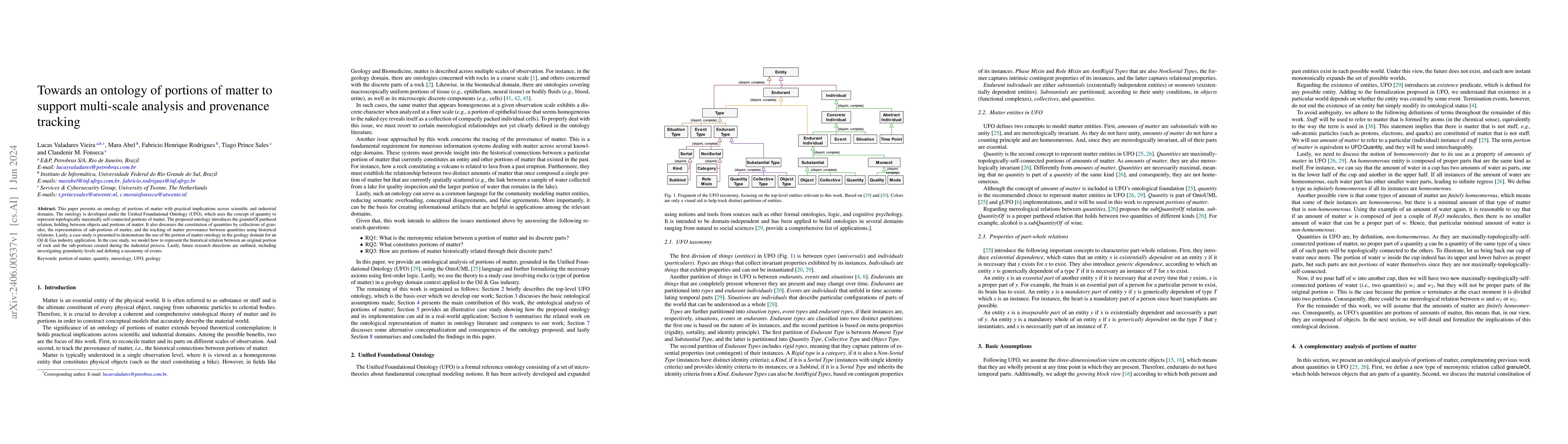 Thumbnail for Towards an ontology of portions of matter to support multi-scale
  analysis and provenance tracking