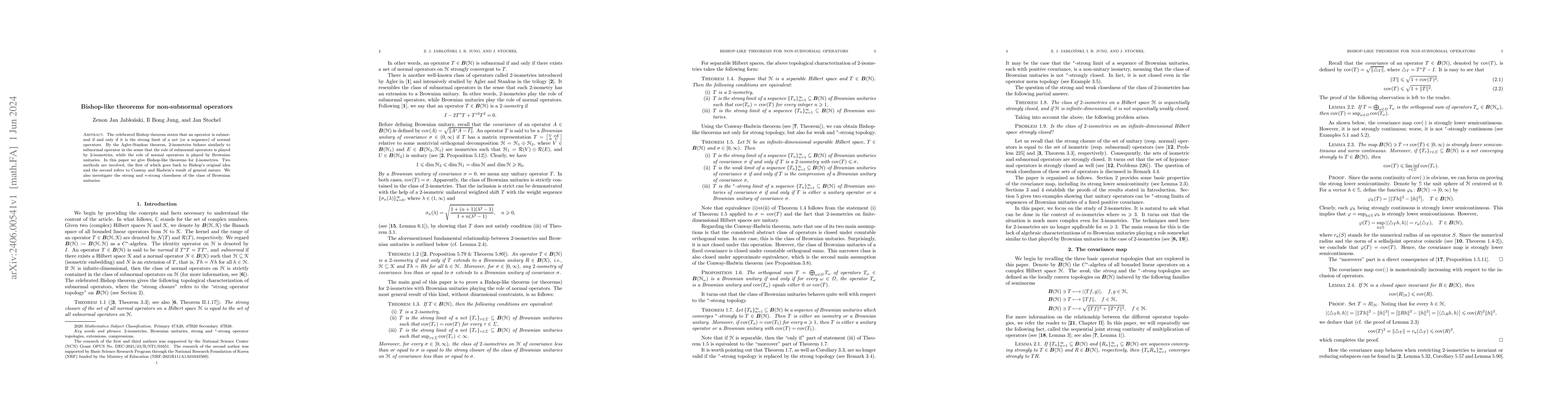 Thumbnail for Bishop-like theorems for non-subnormal operators