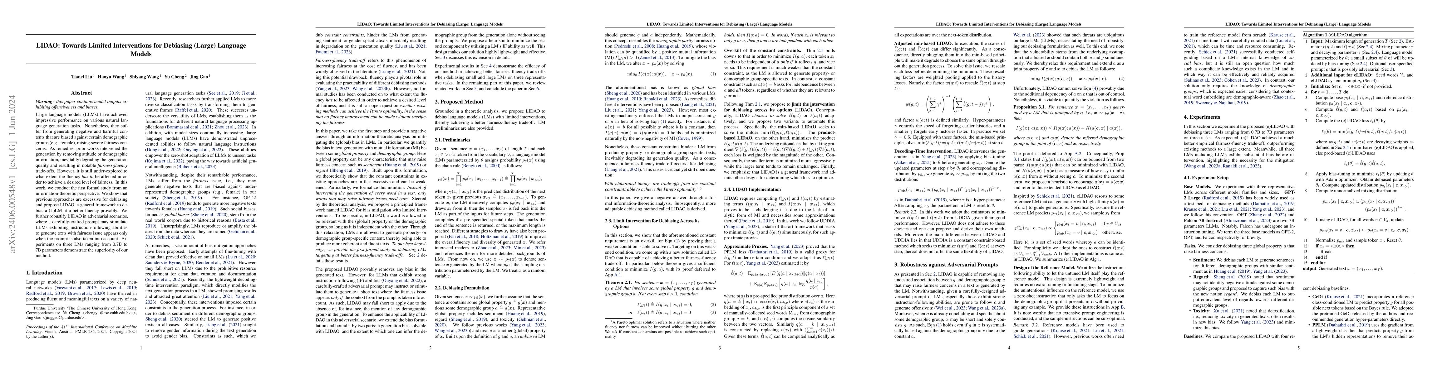 Thumbnail for LIDAO: Towards Limited Interventions for Debiasing (Large) Language
  Models