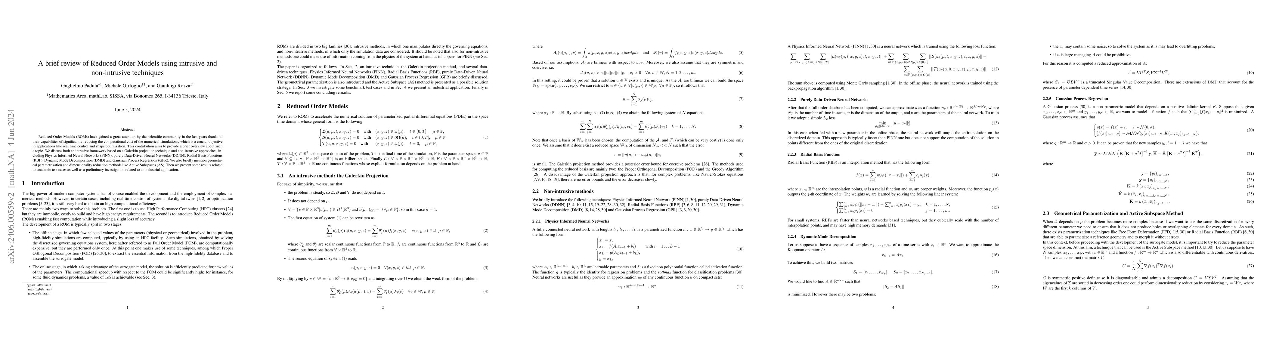 Thumbnail for A brief review of Reduced Order Models using intrusive and non-intrusive
  techniques