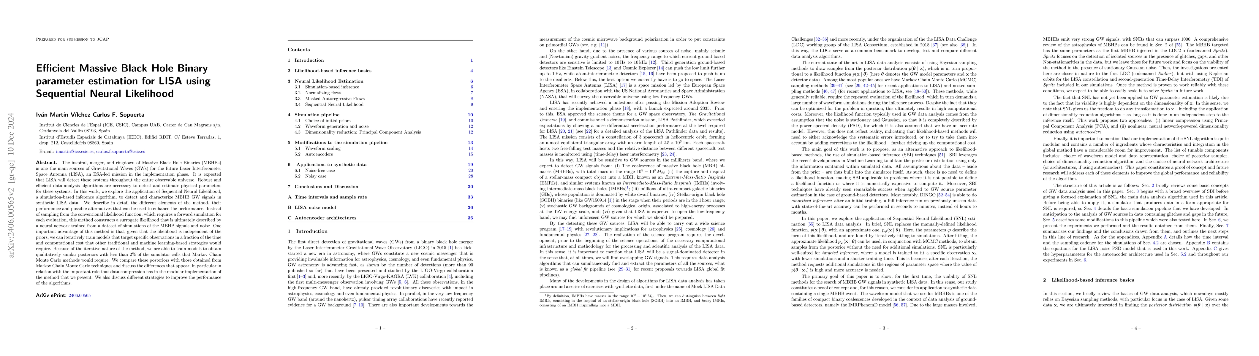 Thumbnail for Efficient Massive Black Hole Binary parameter estimation for LISA using
  Sequential Neural Likelihood