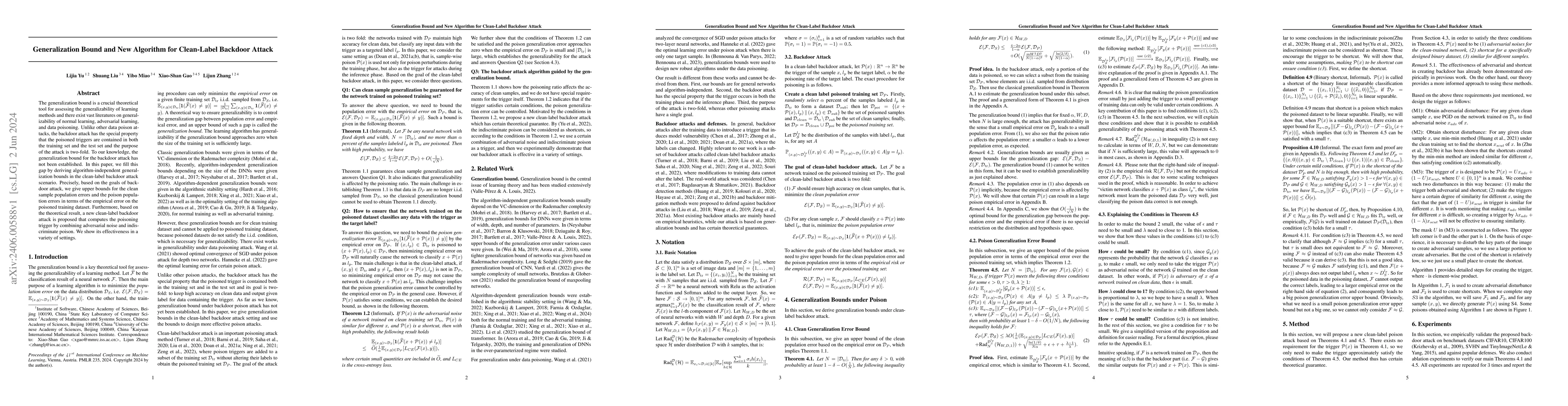 Thumbnail for Generalization Bound and New Algorithm for Clean-Label Backdoor Attack