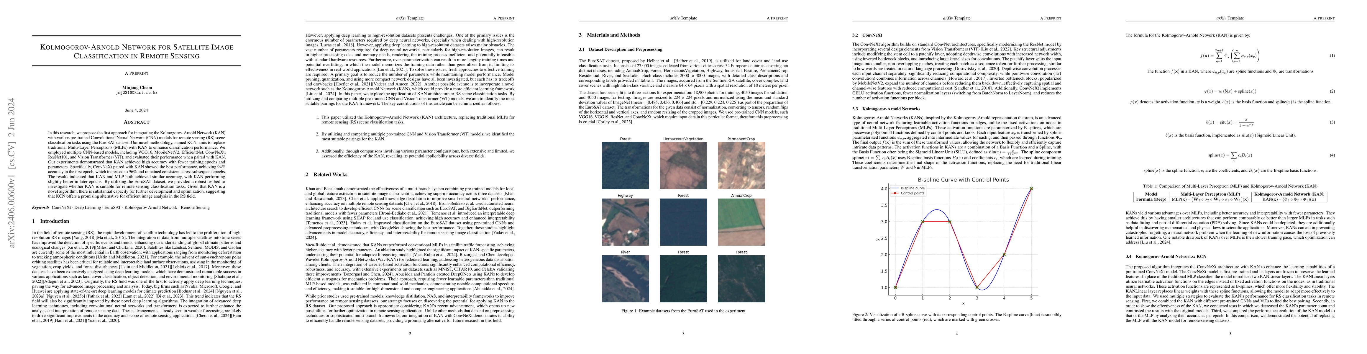 Thumbnail for Kolmogorov-Arnold Network for Satellite Image Classification in Remote
  Sensing