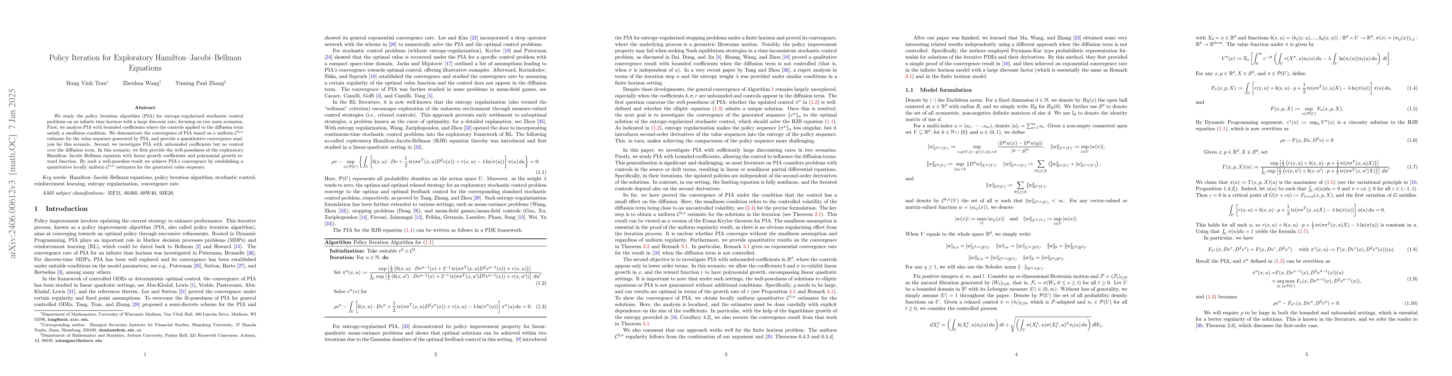 Thumbnail for Policy Iteration for Exploratory Hamilton--Jacobi--Bellman Equations