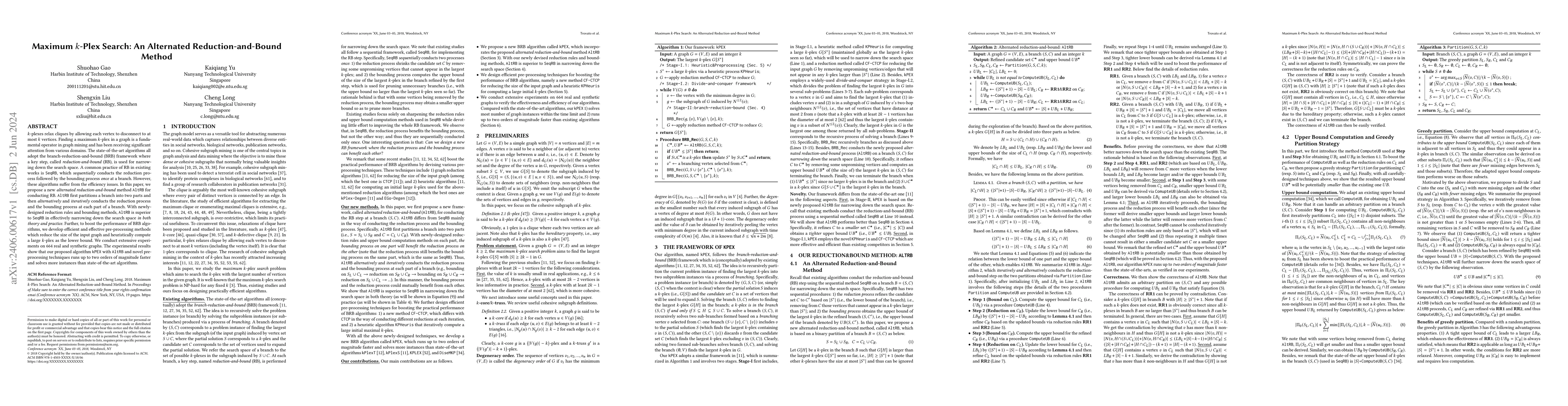 Thumbnail for Maximum $k$-Plex Search: An Alternated Reduction-and-Bound Method