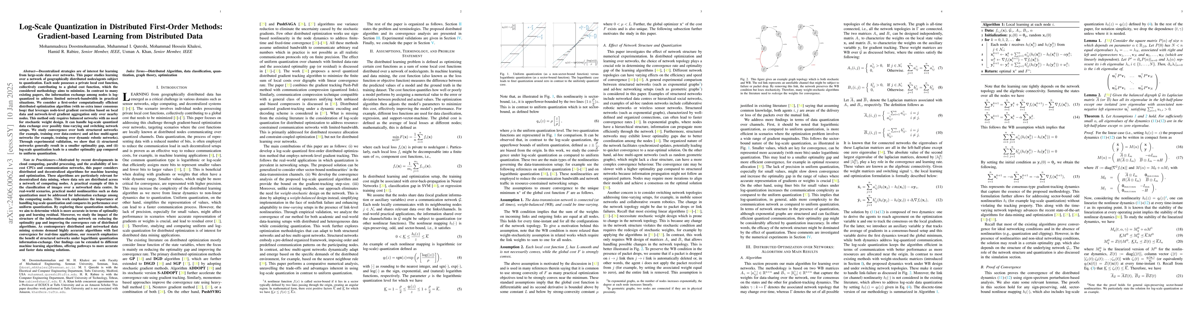 Thumbnail for Log-Scale Quantization in Distributed First-Order Methods:
  Gradient-based Learning from Distributed Data