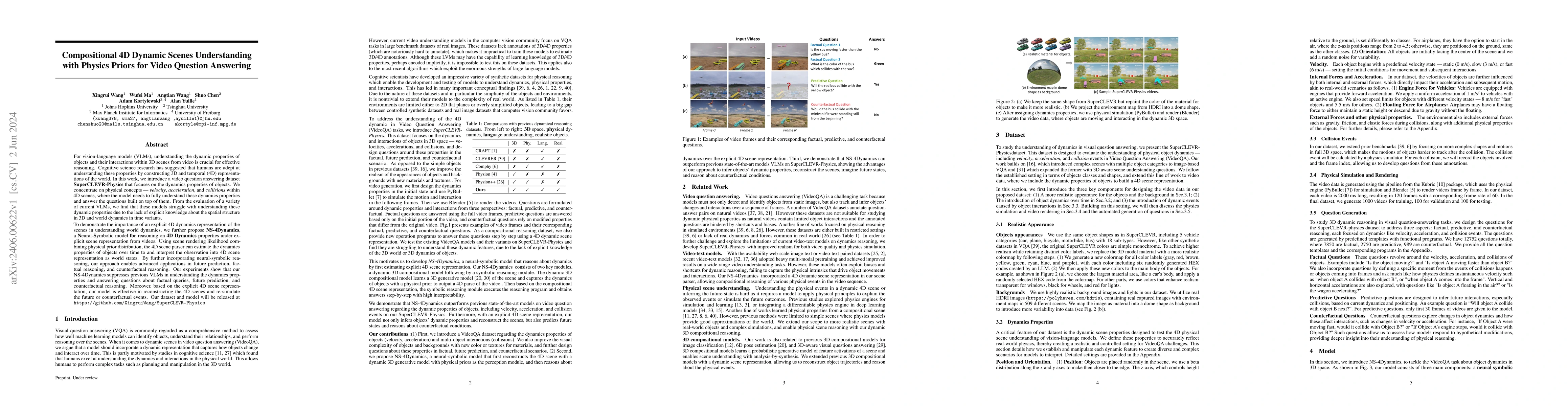Thumbnail for Compositional 4D Dynamic Scenes Understanding with Physics Priors for
  Video Question Answering