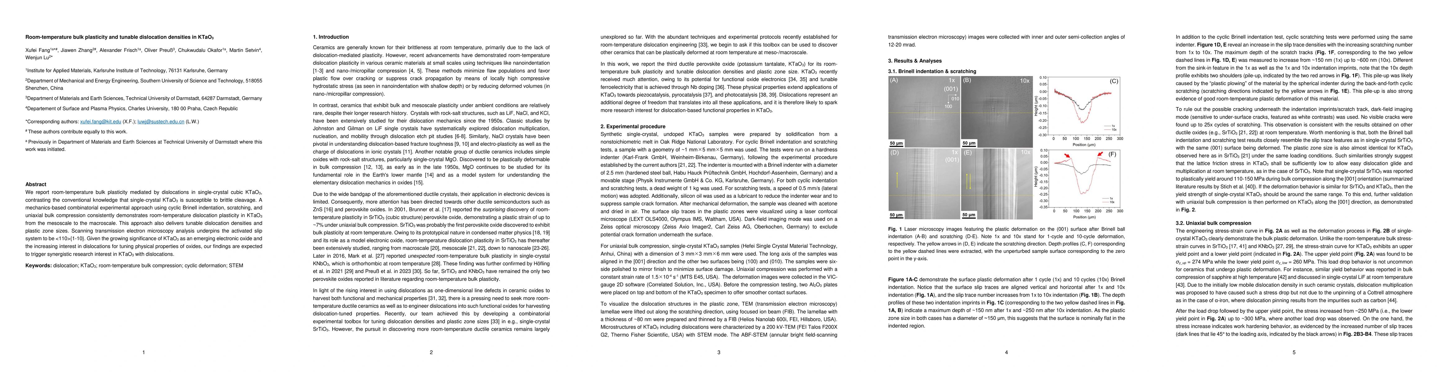 Thumbnail for Room-temperature bulk plasticity and tunable dislocation densities in
  KTaO3