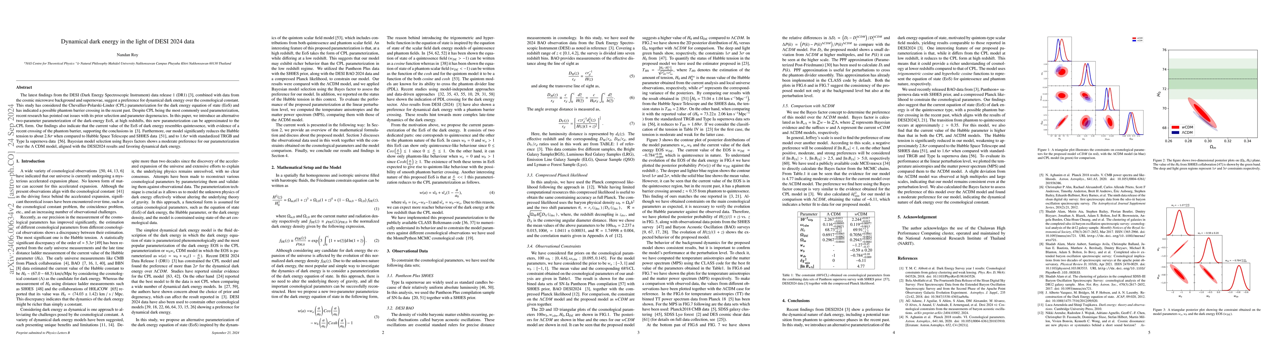 Thumbnail for Dynamical dark energy in the light of DESI 2024 data