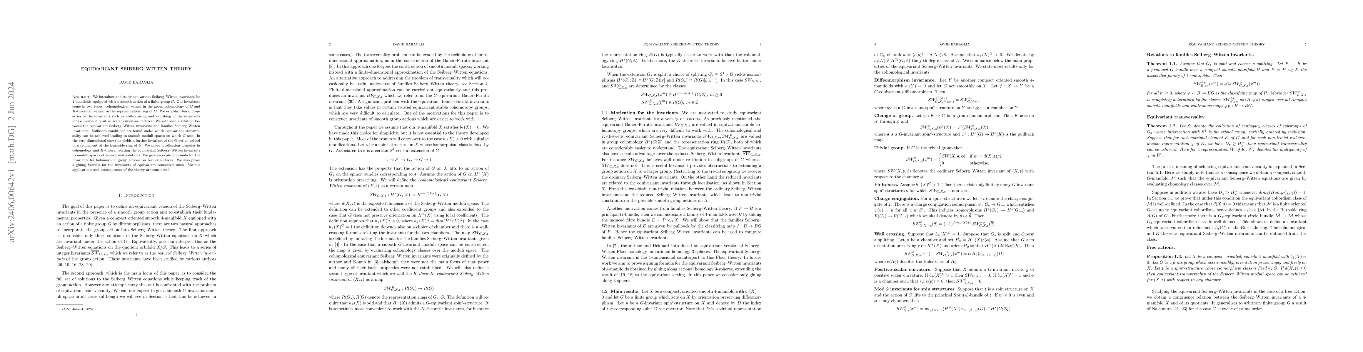 Thumbnail for Equivariant Seiberg-Witten theory