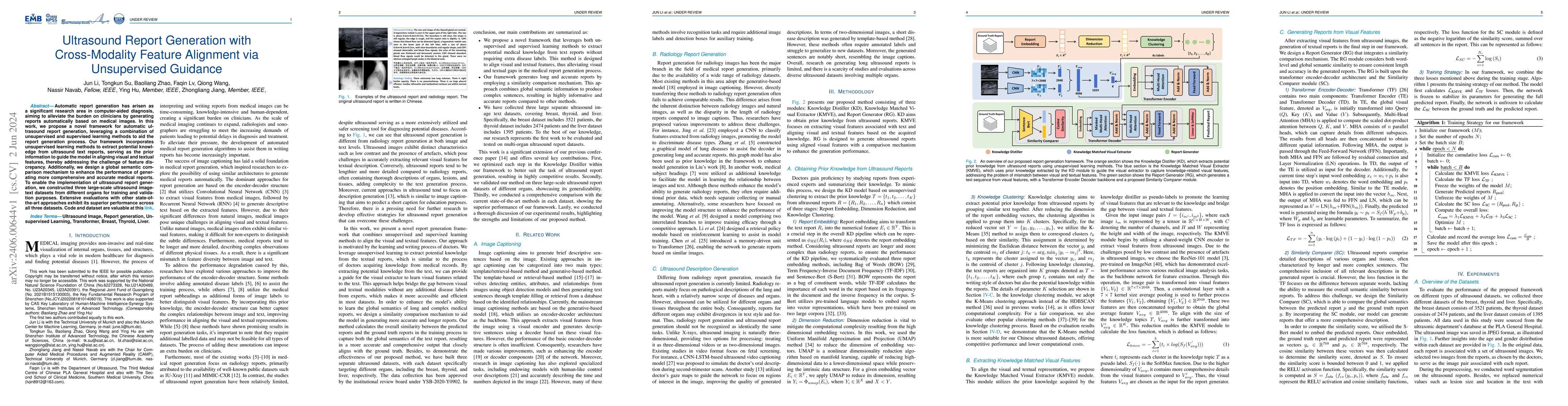 Thumbnail for Ultrasound Report Generation with Cross-Modality Feature Alignment via
  Unsupervised Guidance