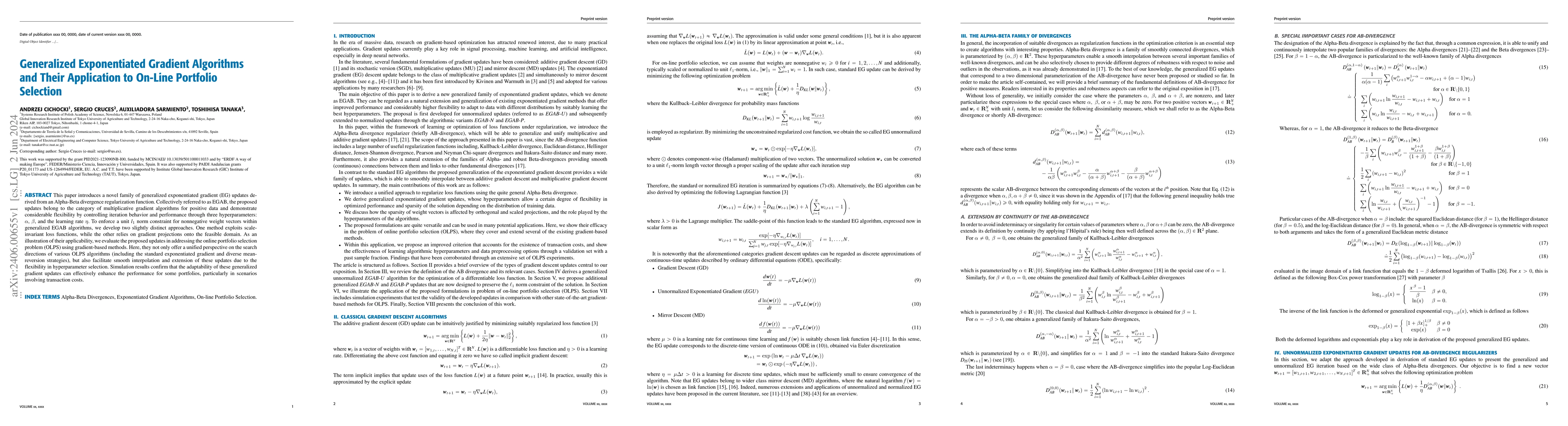 Thumbnail for Generalized Exponentiated Gradient Algorithms and Their Application to
  On-Line Portfolio Selection