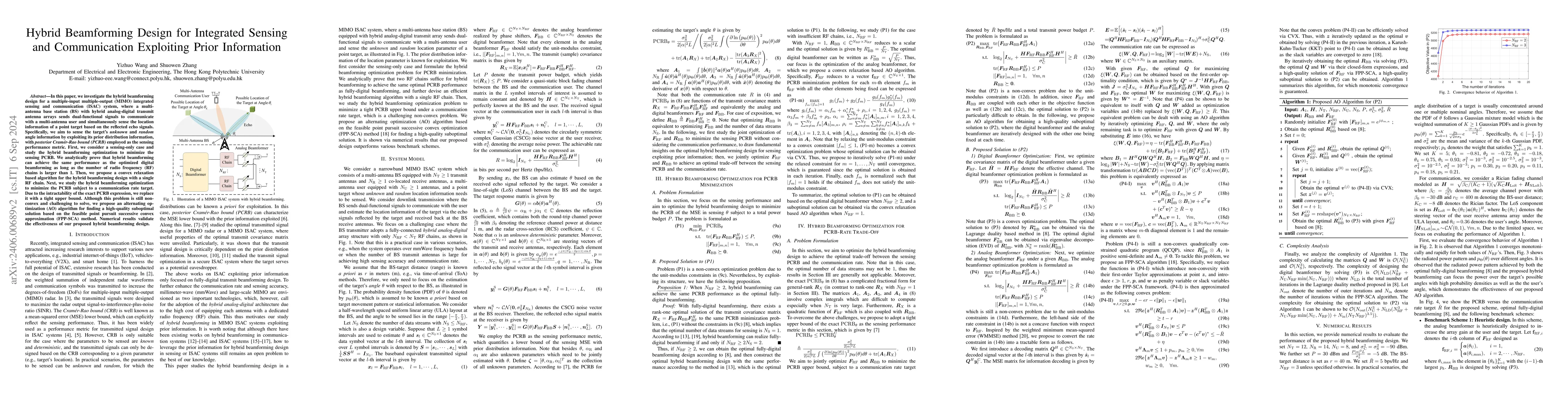 Thumbnail for Hybrid Beamforming Design for Integrated Sensing and Communication
  Exploiting Prior Information