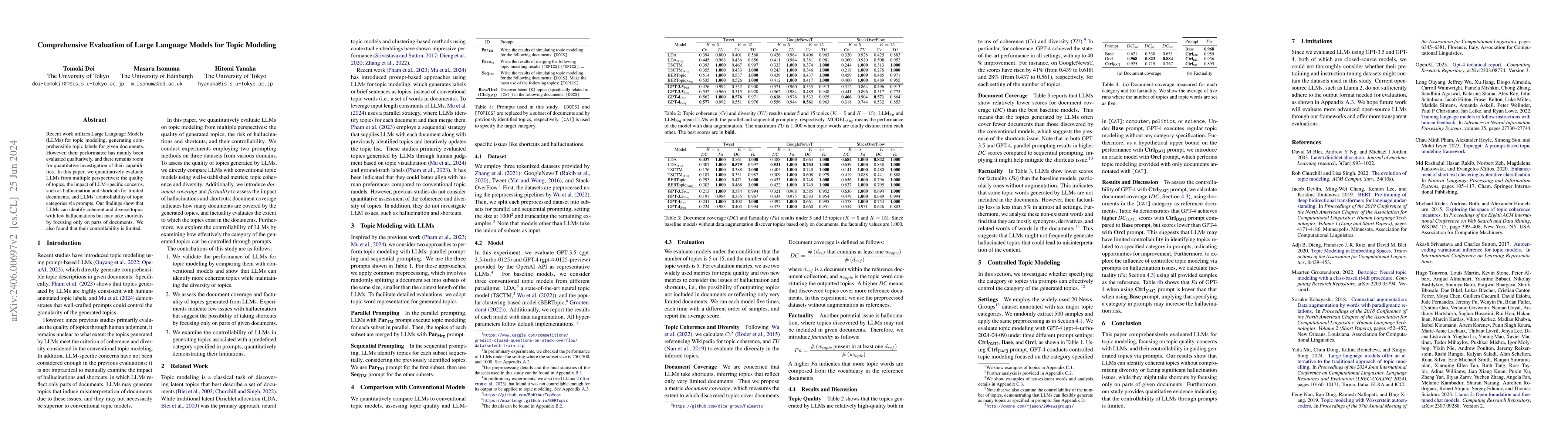 Thumbnail for Comprehensive Evaluation of Large Language Models for Topic Modeling