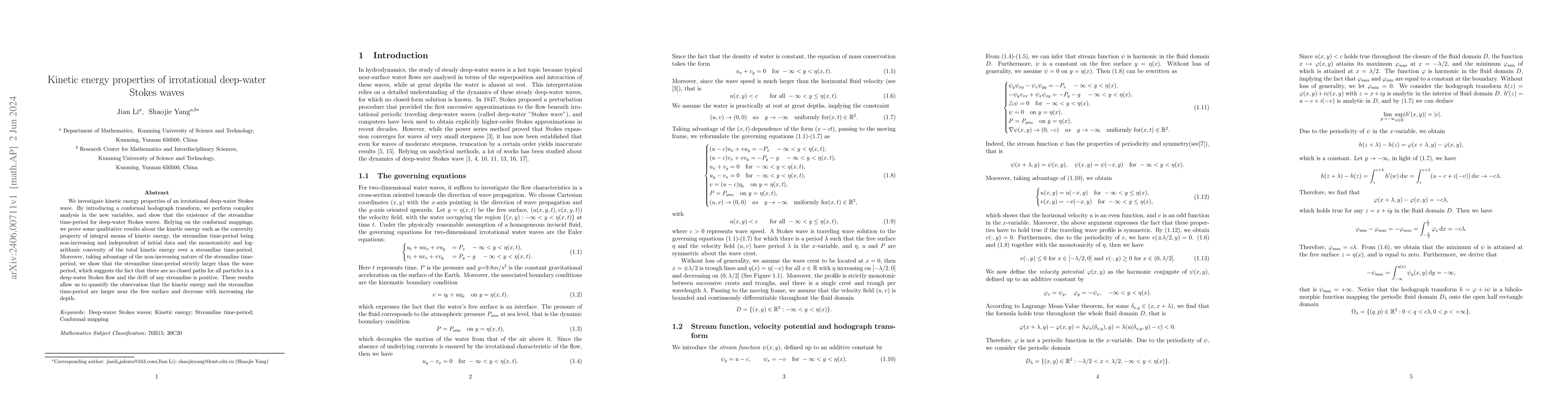 Thumbnail for Kinetic energy properties of irrotational deep-water Stokes waves
