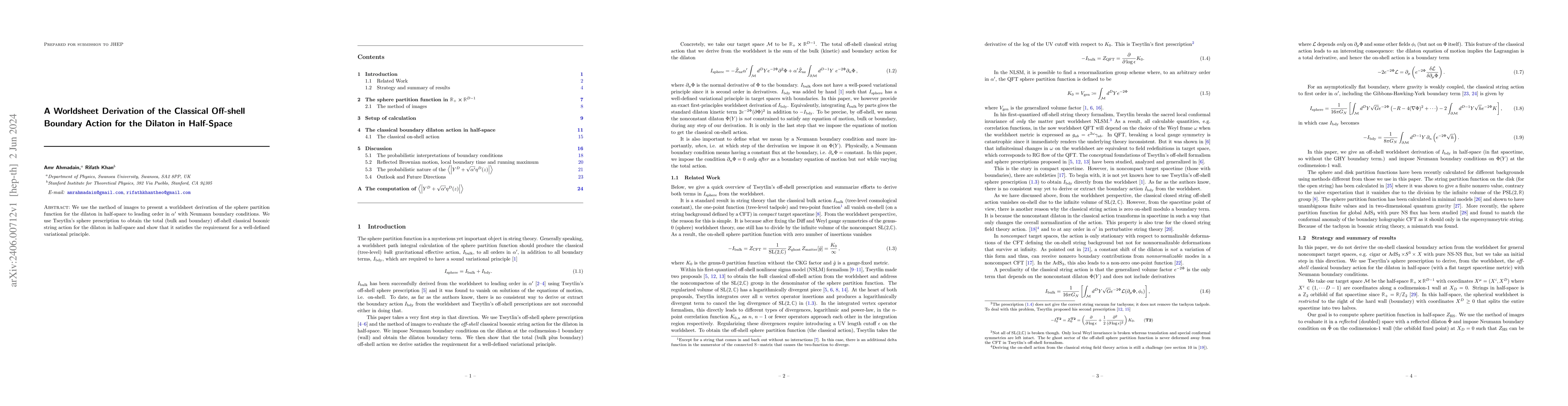Thumbnail for A Worldsheet Derivation of the Classical Off-shell Boundary Action for
  the Dilaton in Half-Space