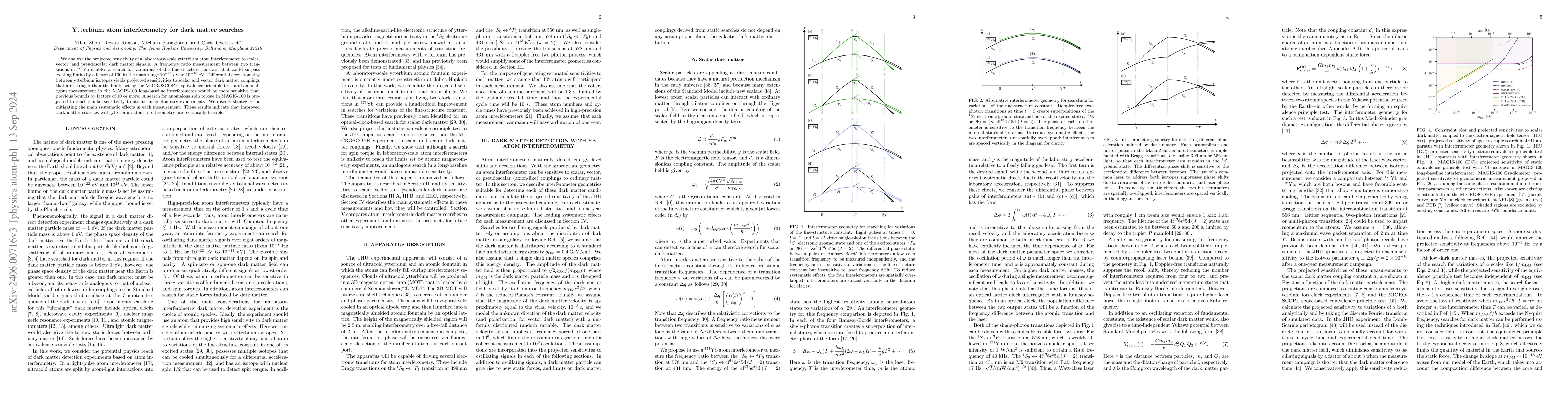 Thumbnail for Ytterbium atom interferometry for dark matter searches