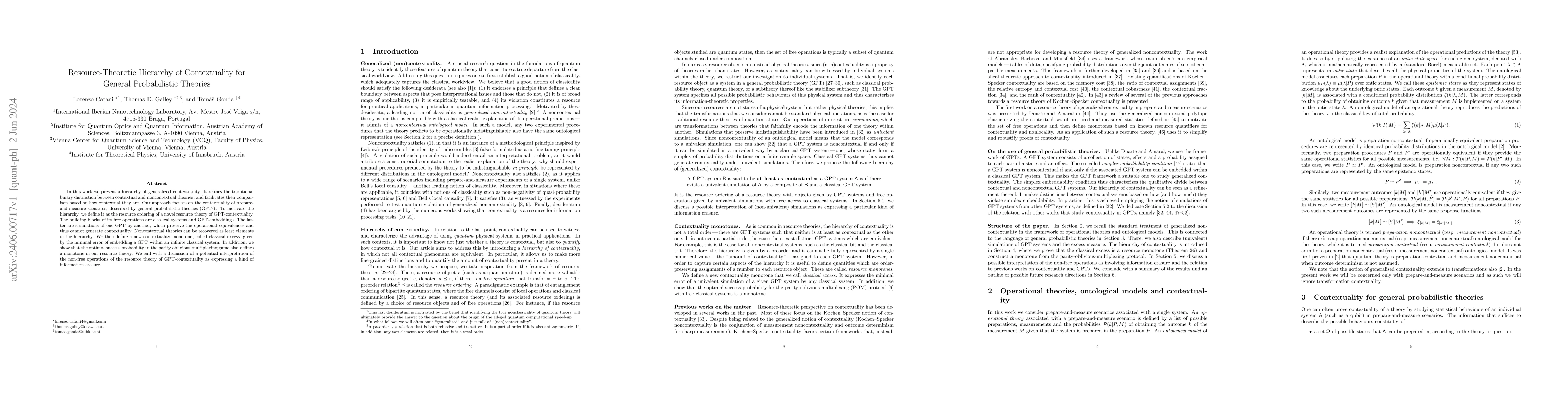 Thumbnail for Resource-theoretic hierarchy of contextuality for general probabilistic
  theories