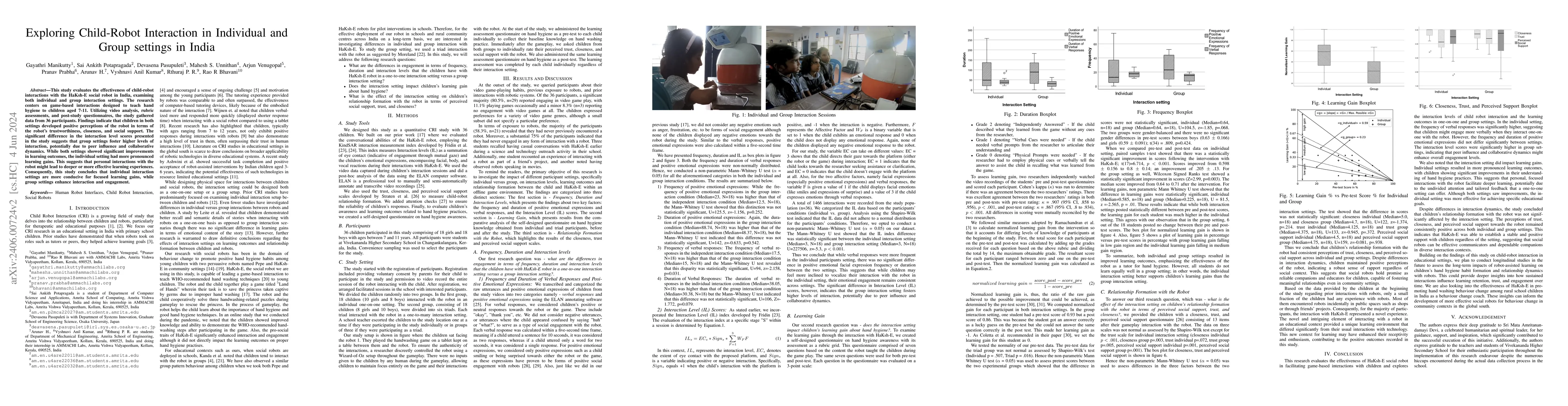 Thumbnail for Exploring Child-Robot Interaction in Individual and Group settings in
  India
