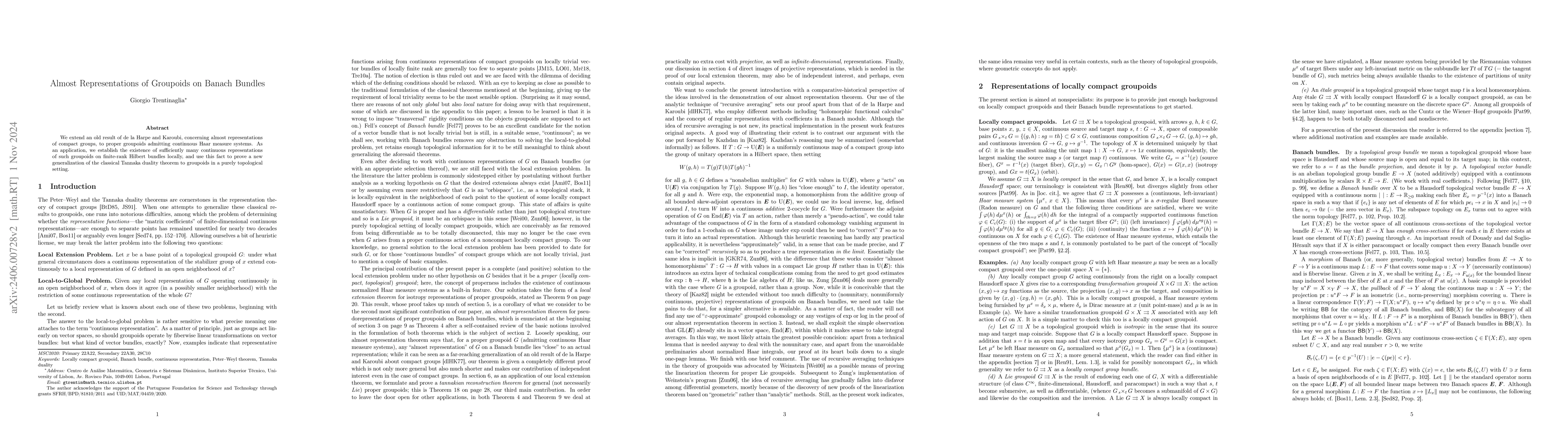 Thumbnail for Almost Representations of Groupoids on Banach Bundles