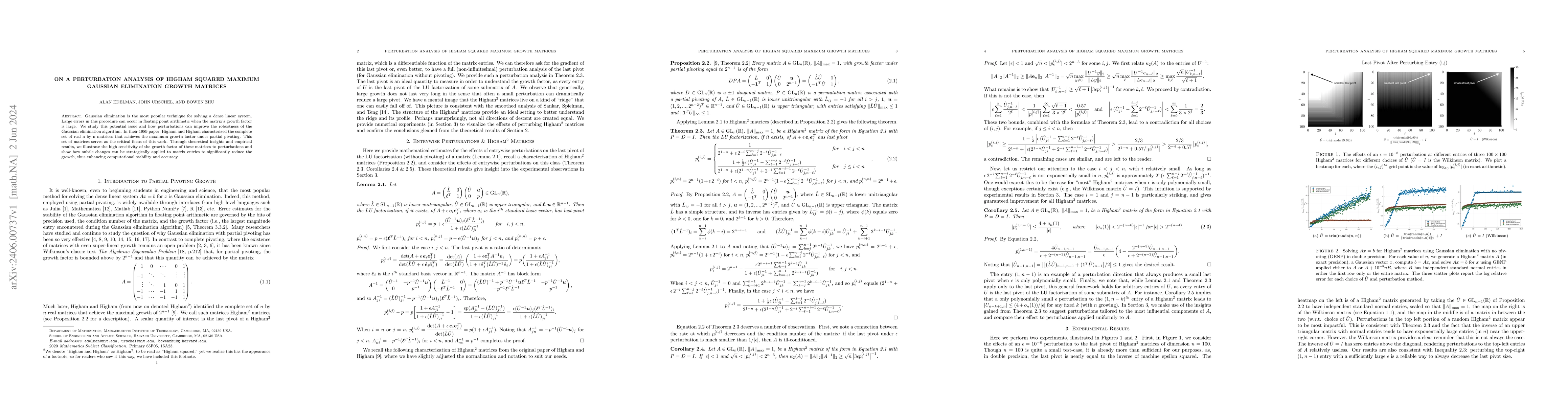 Thumbnail for On a perturbation analysis of Higham squared maximum Gaussian
  elimination growth matrices