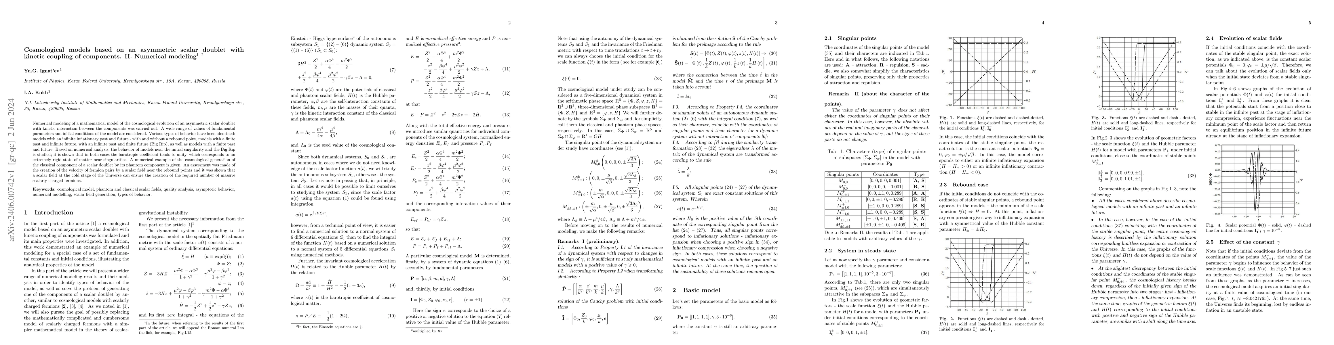 Thumbnail for Cosmological models based on an asymmetric scalar doublet with kinetic
  coupling of components. II. Numerical modeling