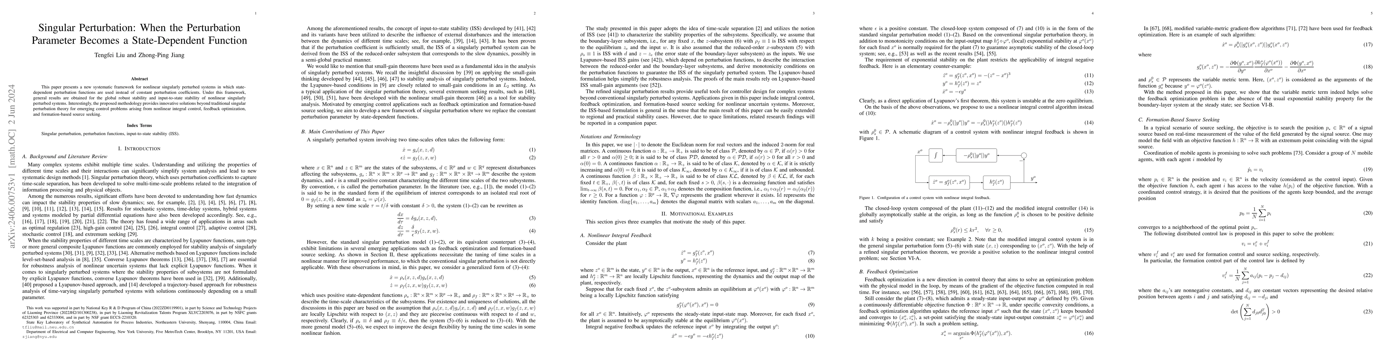 Thumbnail for Singular Perturbation: When the Perturbation Parameter Becomes a
  State-Dependent Function