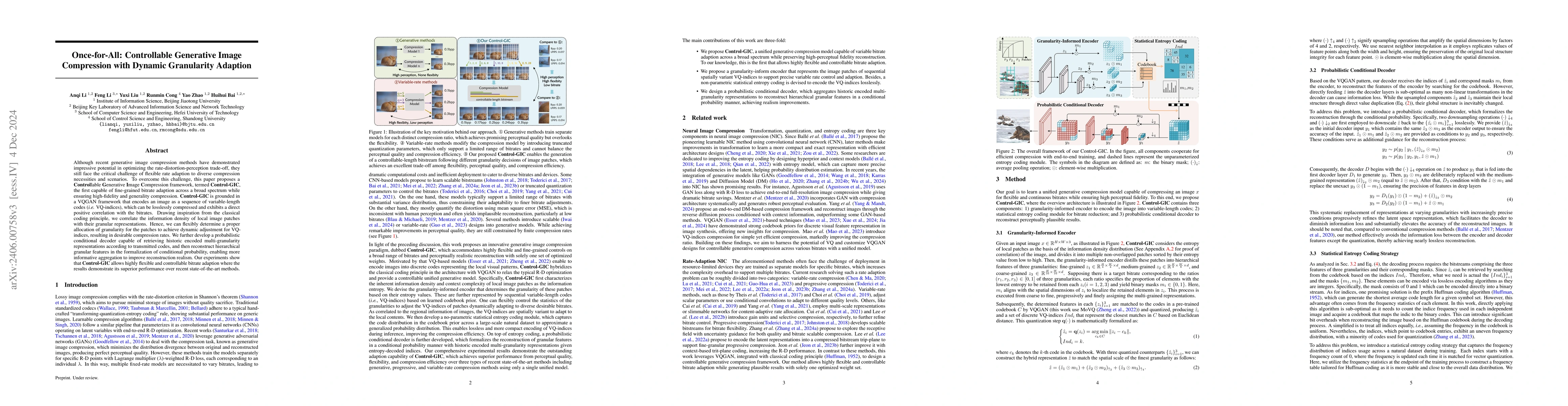 Thumbnail for Once-for-All: Controllable Generative Image Compression with Dynamic
  Granularity Adaption