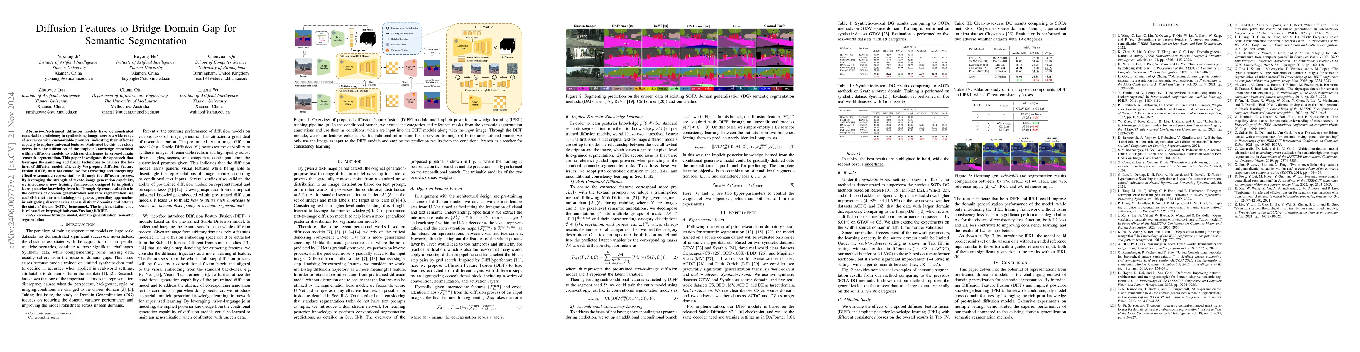 Thumbnail for Diffusion Features to Bridge Domain Gap for Semantic Segmentation