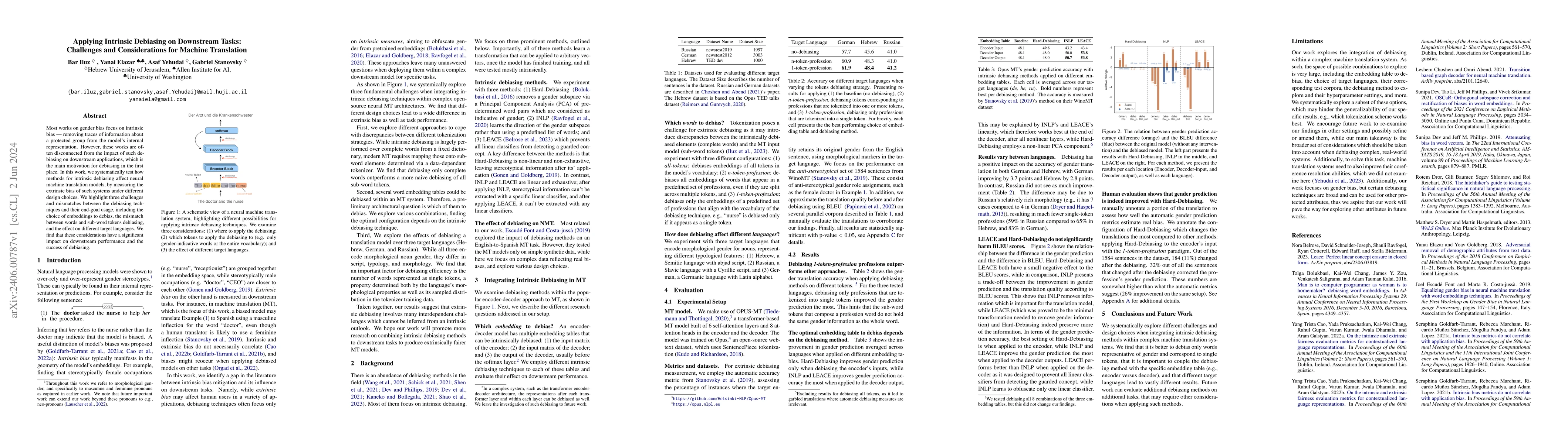 Thumbnail for Applying Intrinsic Debiasing on Downstream Tasks: Challenges and
  Considerations for Machine Translation