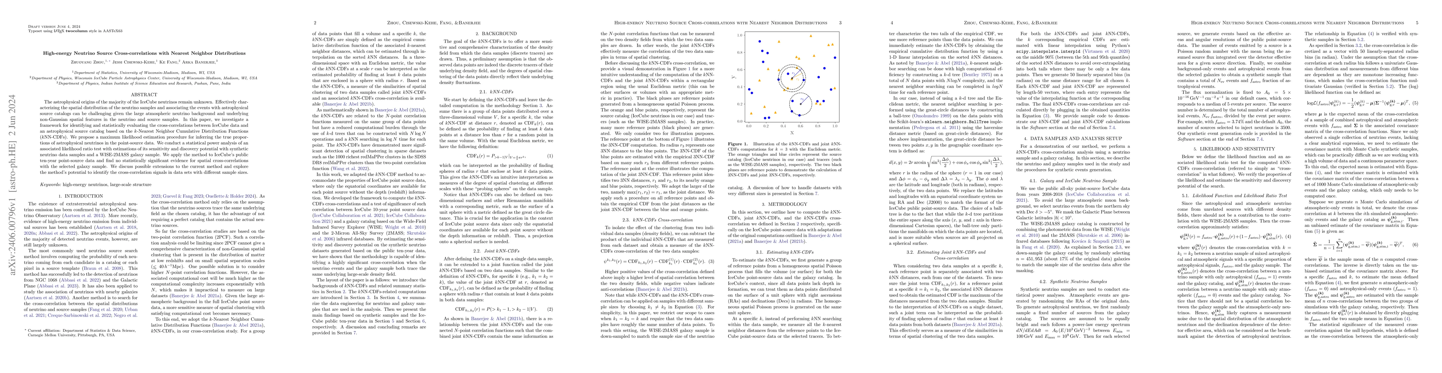 Thumbnail for High-energy Neutrino Source Cross-correlations with Nearest Neighbor
  Distributions