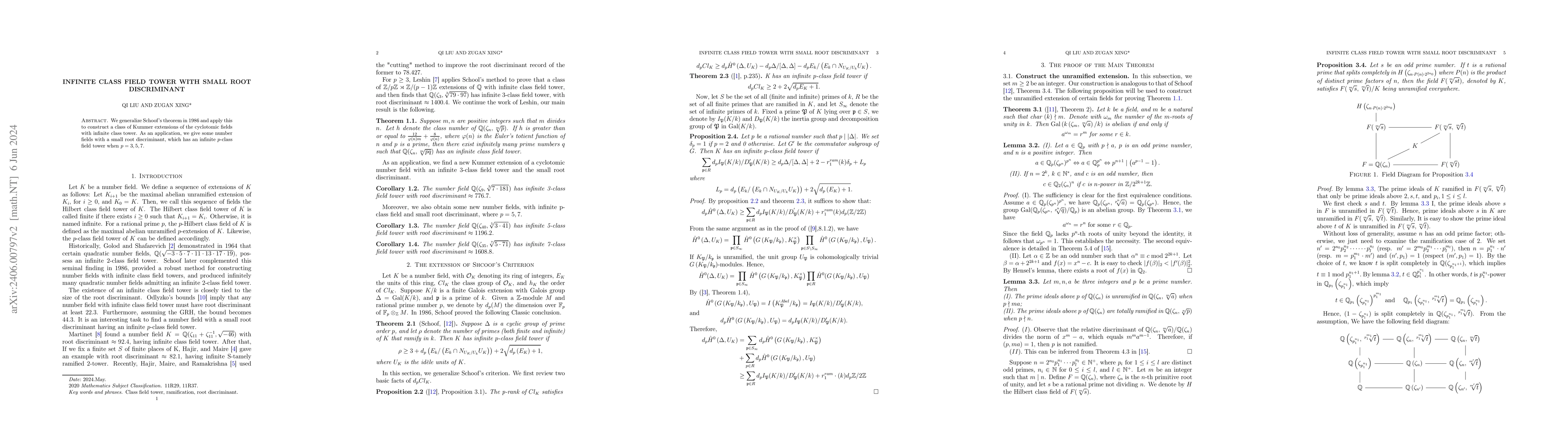 Thumbnail for Infinite class field tower with small root discriminant