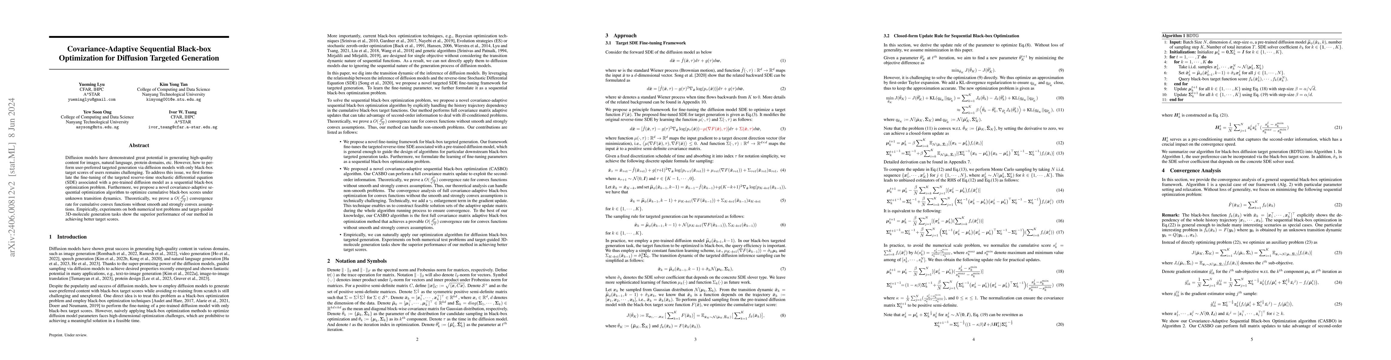 Thumbnail for Covariance-Adaptive Sequential Black-box Optimization for Diffusion
  Targeted Generation