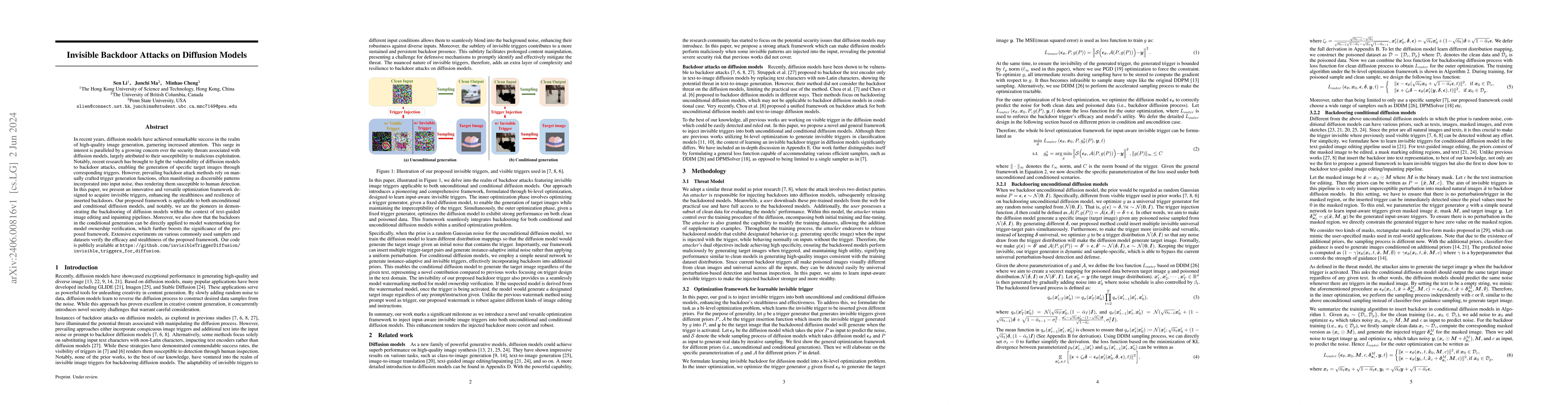 Thumbnail for Invisible Backdoor Attacks on Diffusion Models