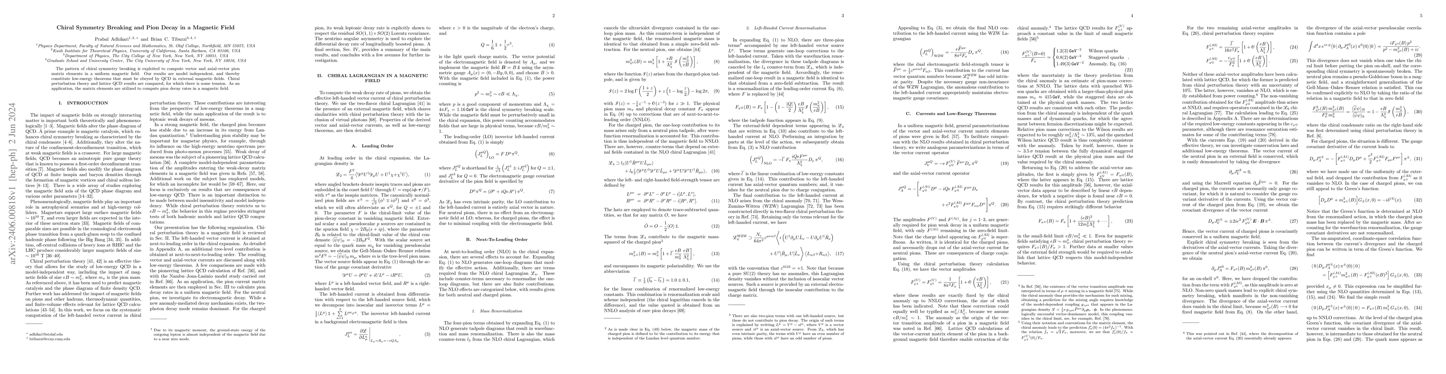 Thumbnail for Chiral Symmetry Breaking and Pion Decay in a Magnetic Field