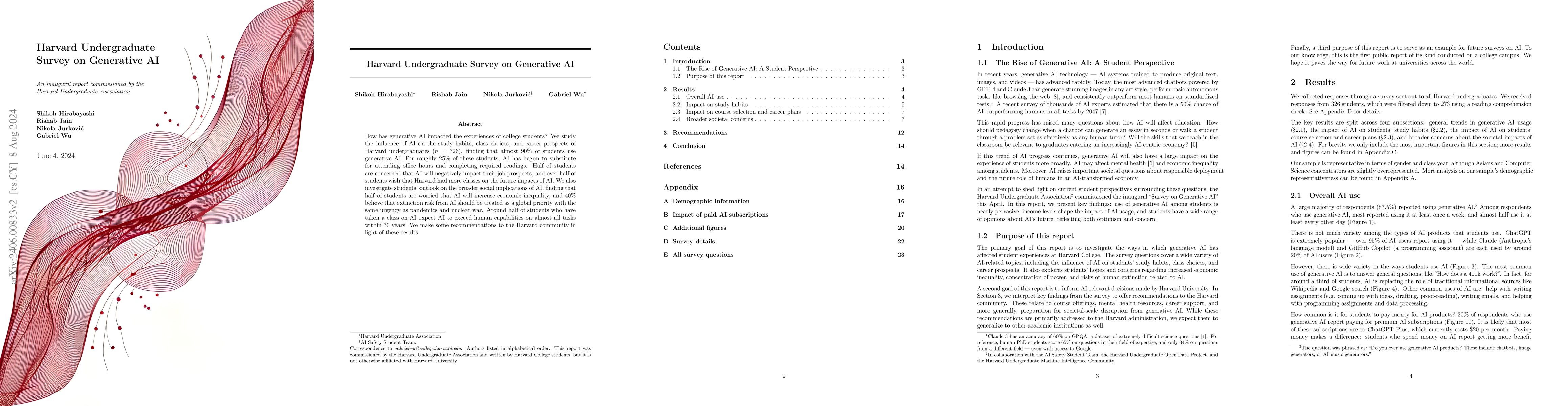 Thumbnail for Harvard Undergraduate Survey on Generative AI