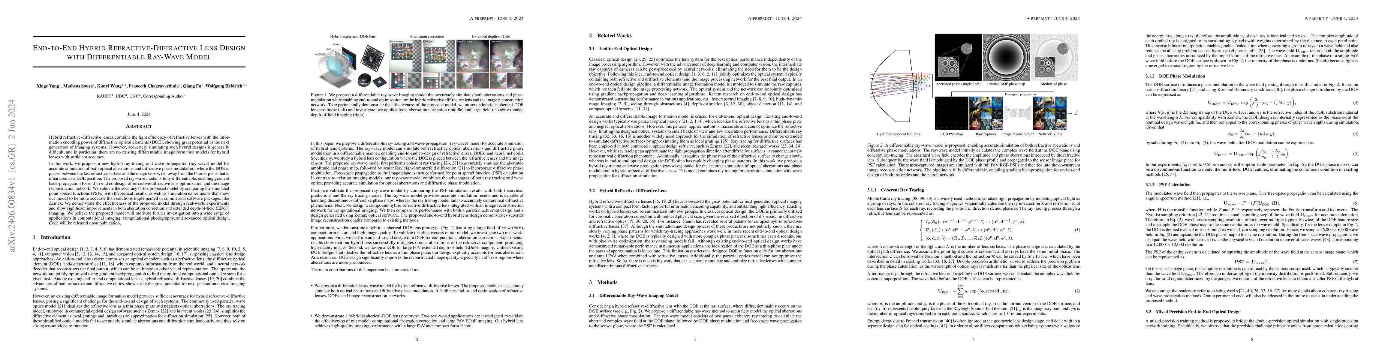 Thumbnail for End-to-End Hybrid Refractive-Diffractive Lens Design with Differentiable
  Ray-Wave Model