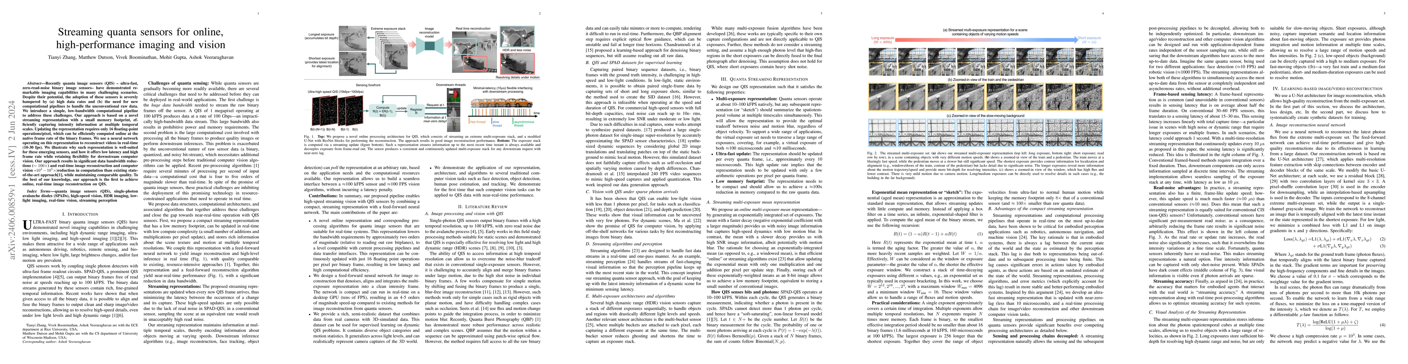 Thumbnail for Streaming quanta sensors for online, high-performance imaging and vision