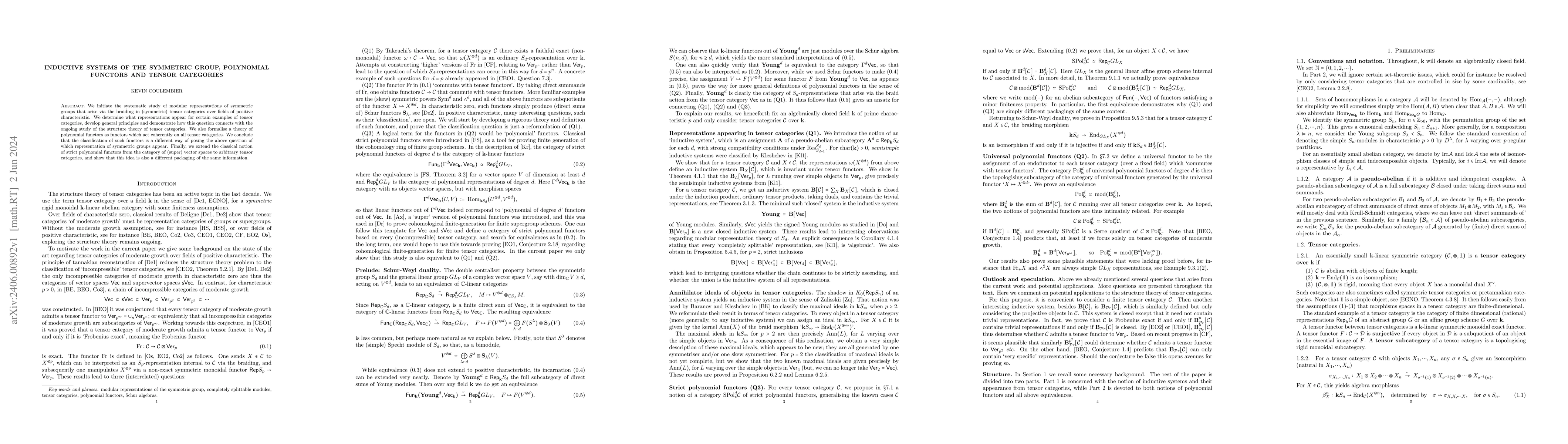 Thumbnail for Inductive systems of the symmetric group, polynomial functors and tensor
  categories