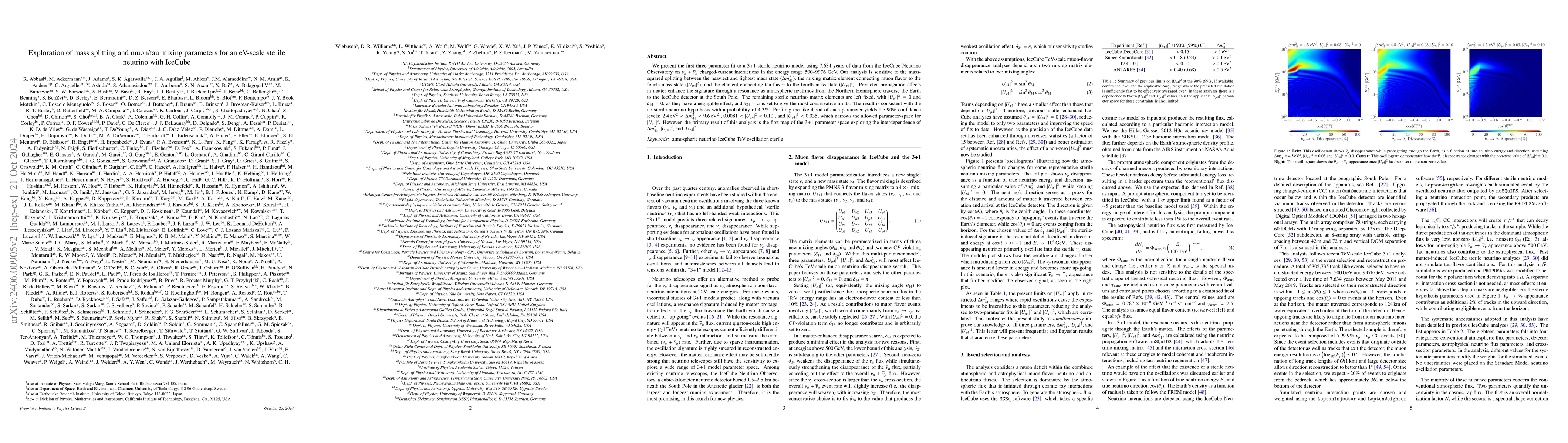 Thumbnail for Exploration of mass splitting and muon/tau mixing parameters for an
  eV-scale sterile neutrino with IceCube