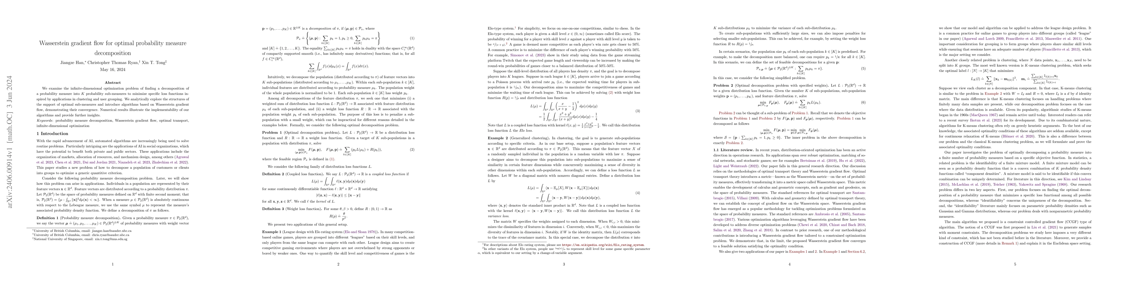 Thumbnail for Wasserstein gradient flow for optimal probability measure decomposition