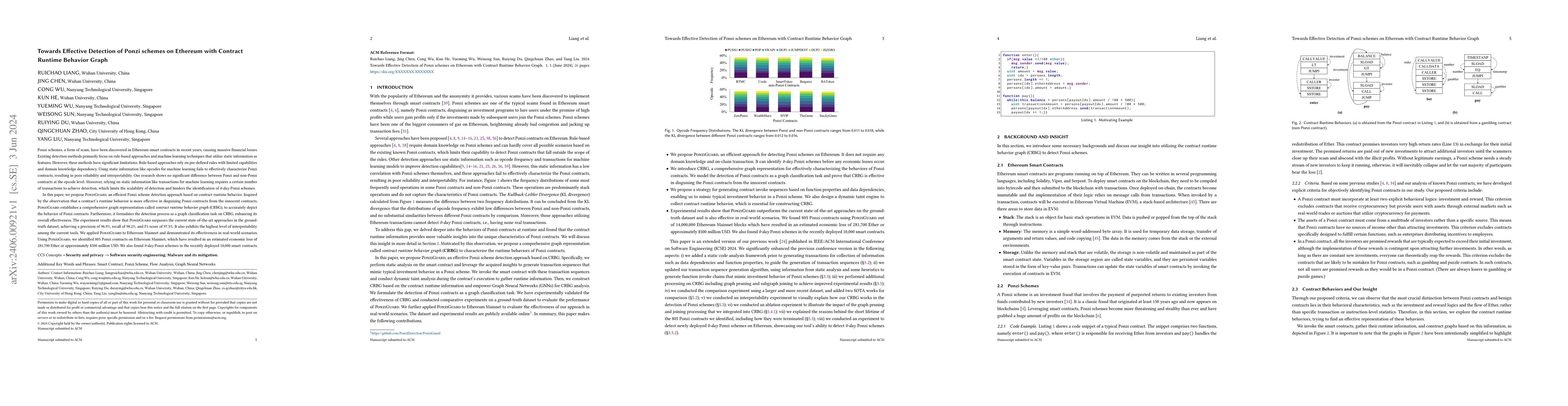 Thumbnail for Towards Effective Detection of Ponzi schemes on Ethereum with Contract
  Runtime Behavior Graph