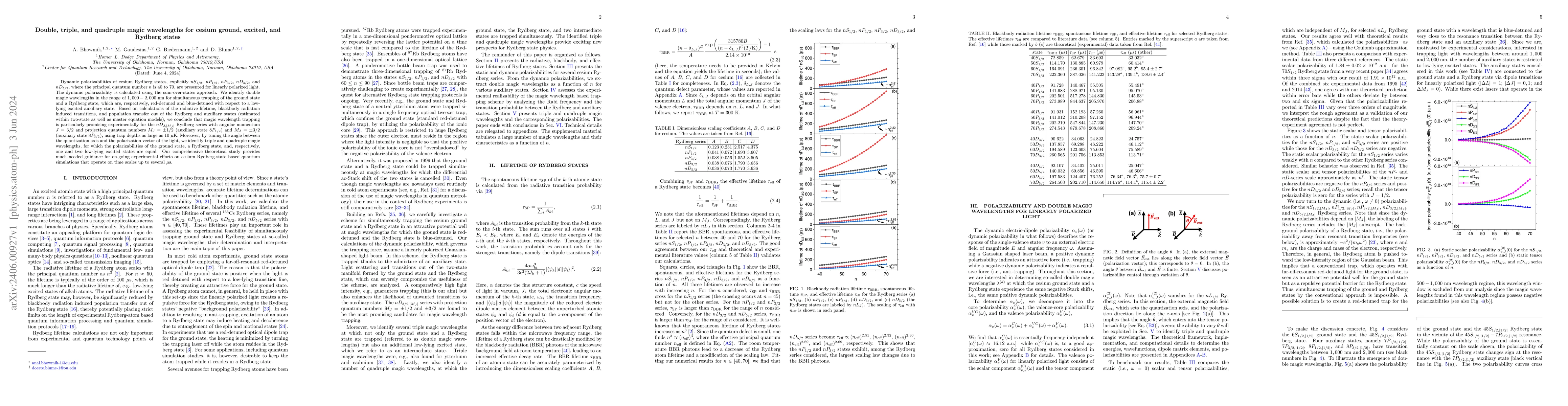 Thumbnail for Double, triple, and quadruple magic wavelengths for cesium ground,
  excited, and Rydberg states