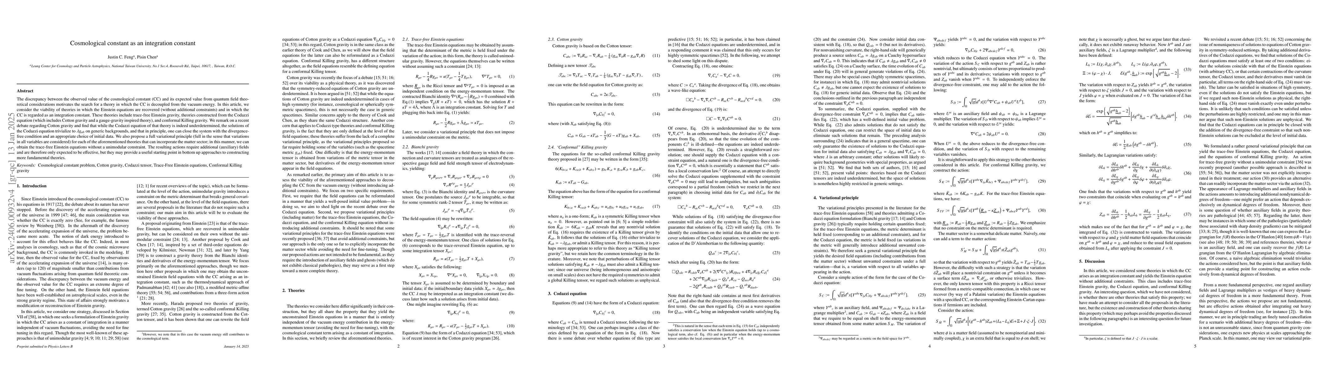 Thumbnail for Cosmological constant as an integration constant