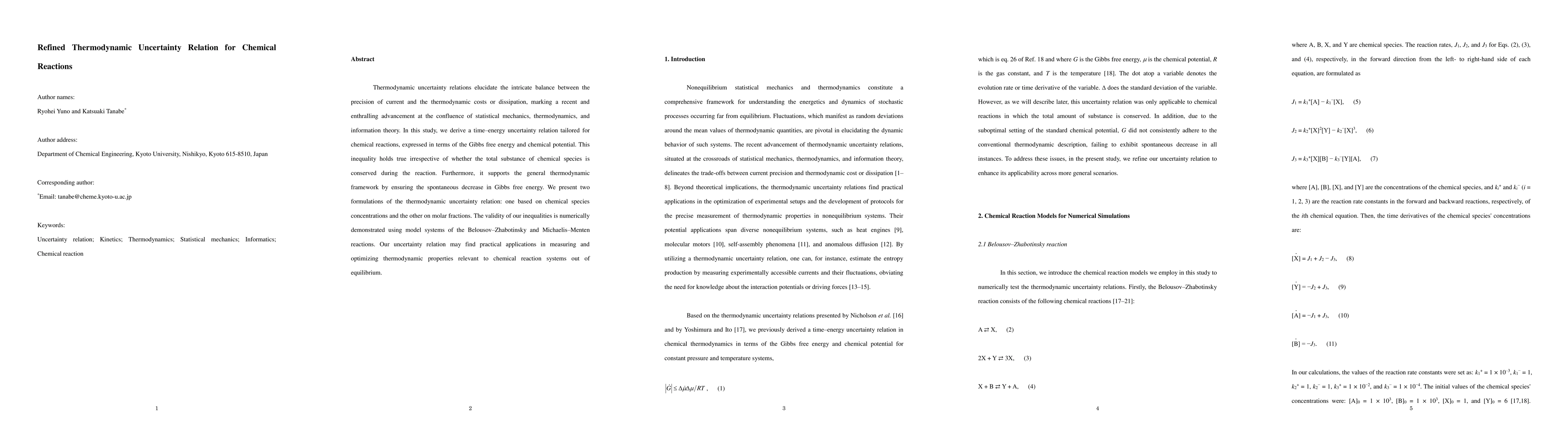 Thumbnail for Refined Thermodynamic Uncertainty Relation for Chemical Reactions