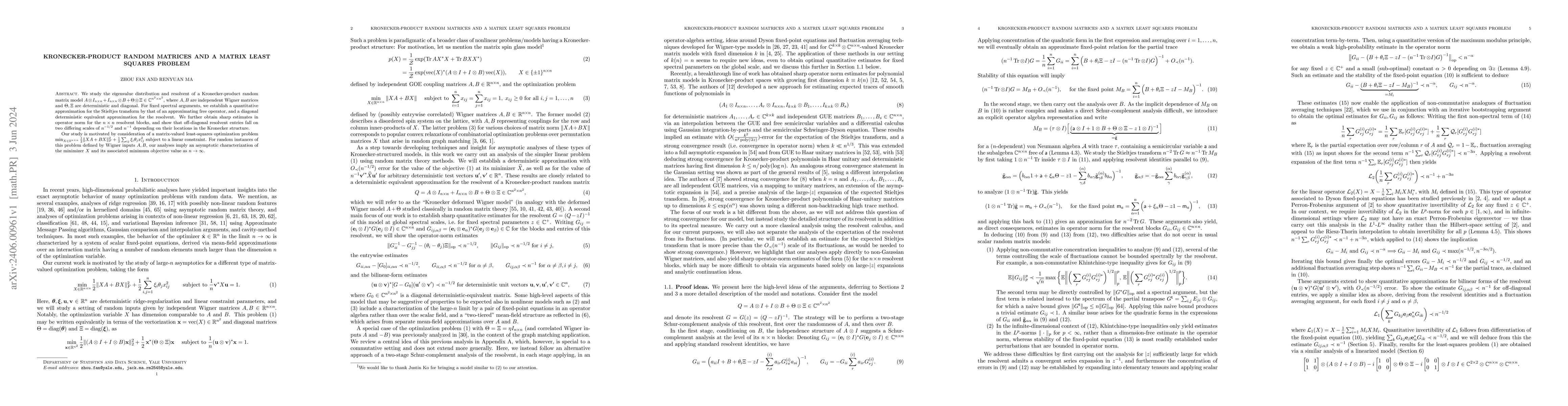 Thumbnail for Kronecker-product random matrices and a matrix least squares problem
