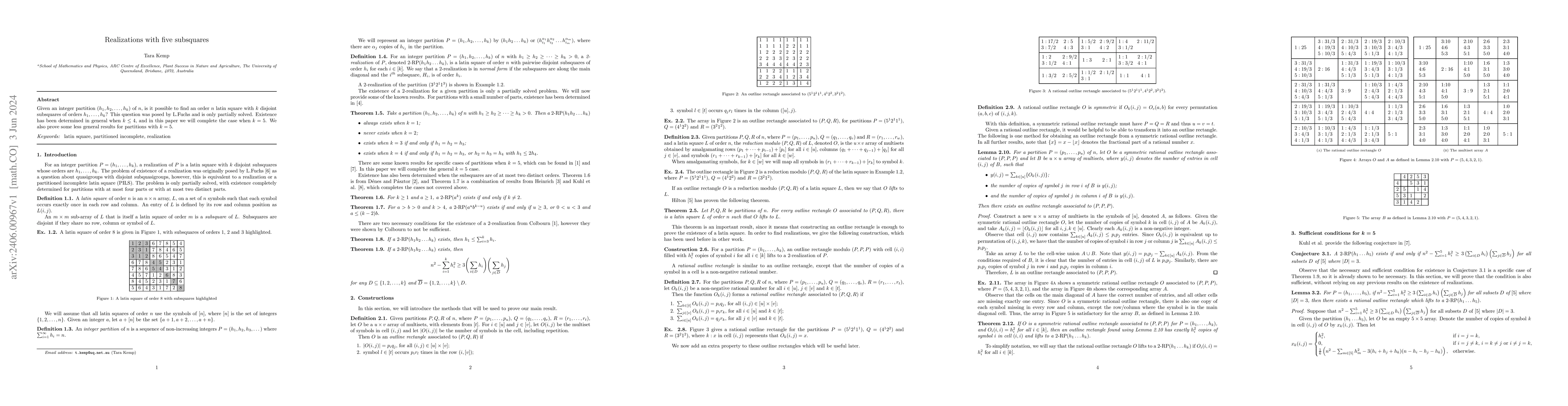 Thumbnail for Realizations with five subsquares
