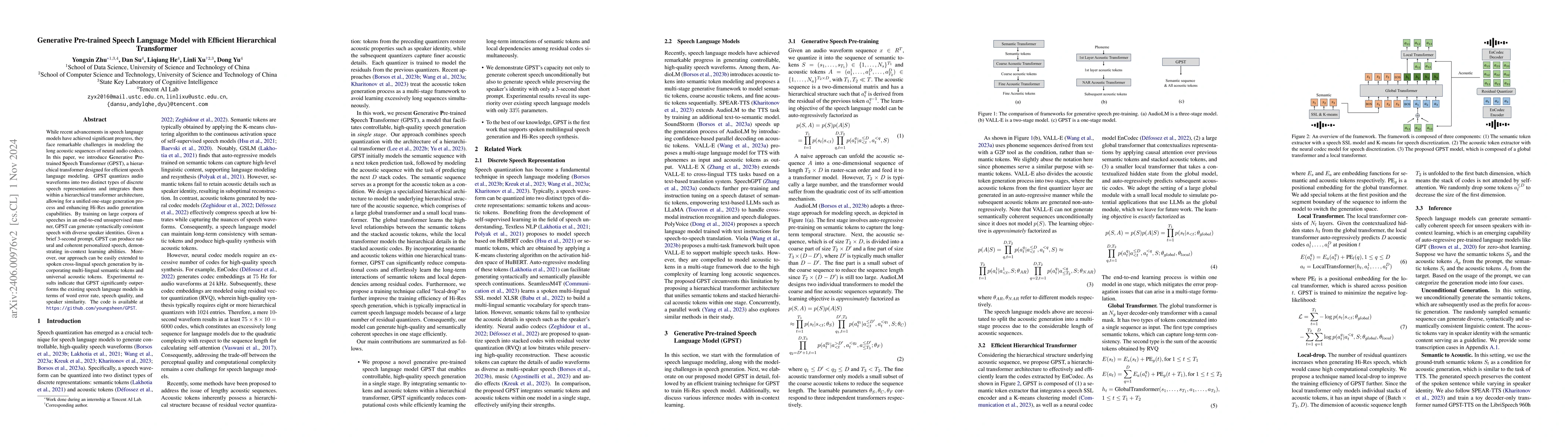 Thumbnail for Generative Pre-trained Speech Language Model with Efficient Hierarchical
  Transformer