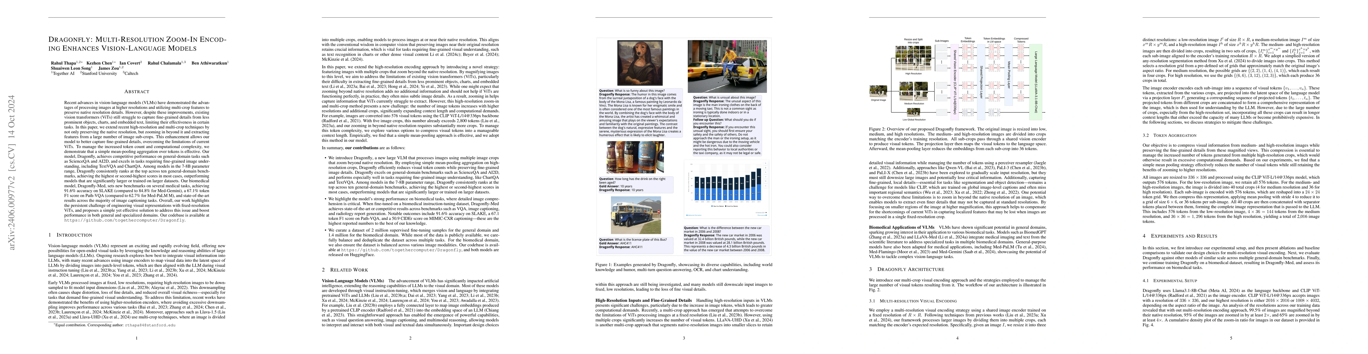 Thumbnail for Dragonfly: Multi-Resolution Zoom Supercharges Large Visual-Language
  Model